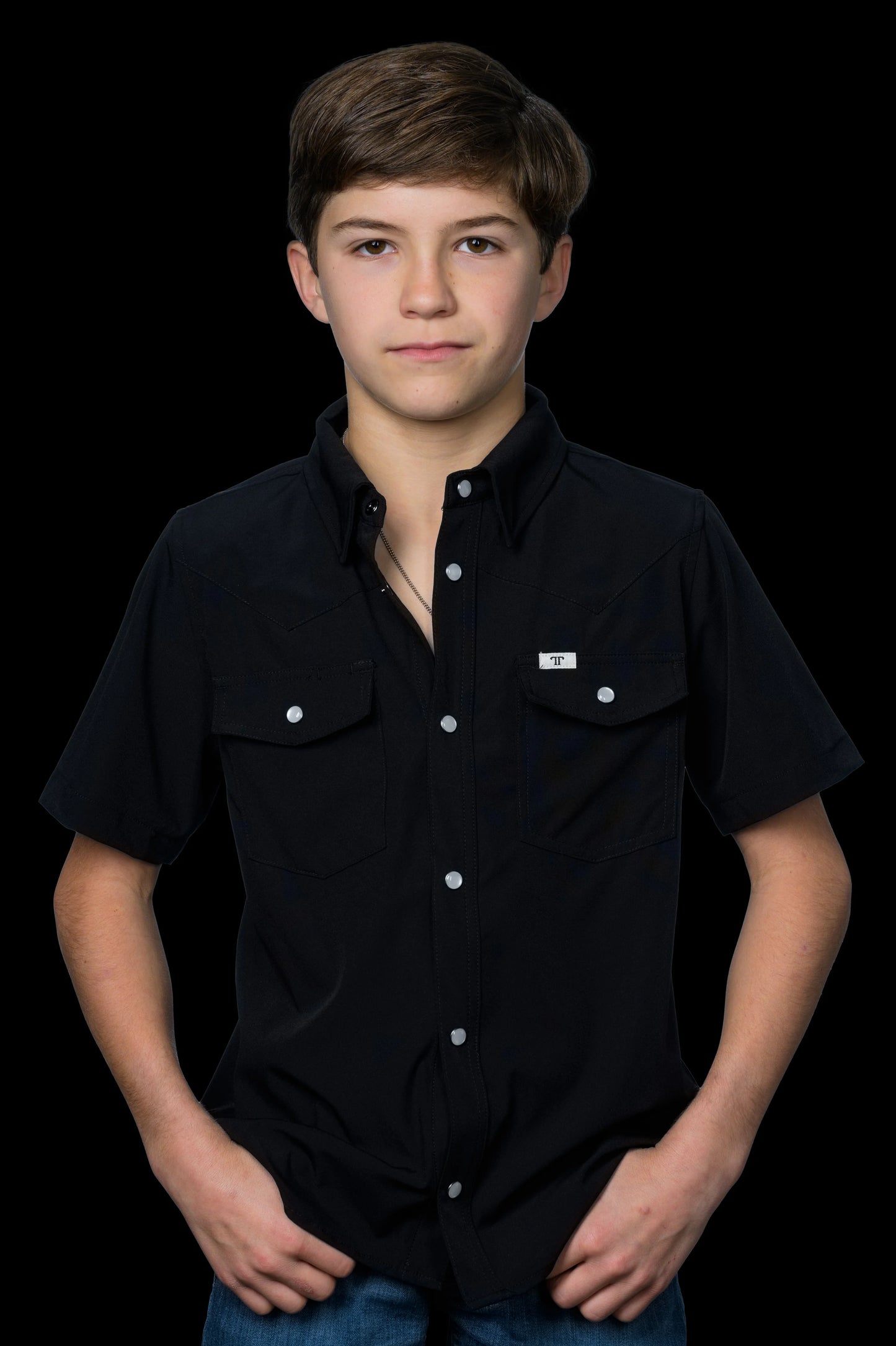Ferrell CORE - Kid's Black Short Sleeve Snap Shirt