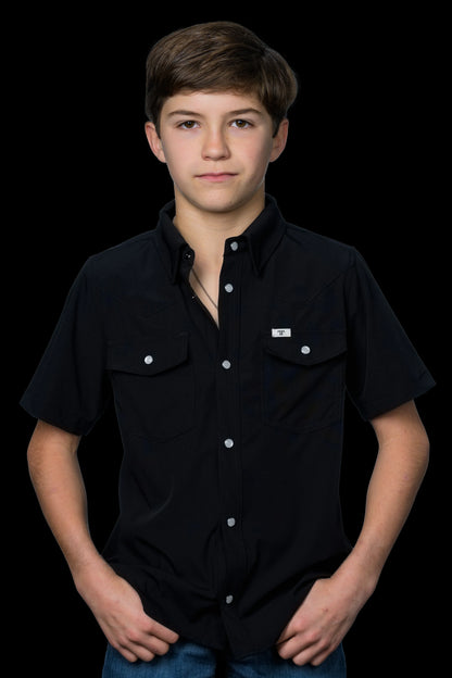 Ferrell CORE - Kid's Black Short Sleeve Snap Shirt