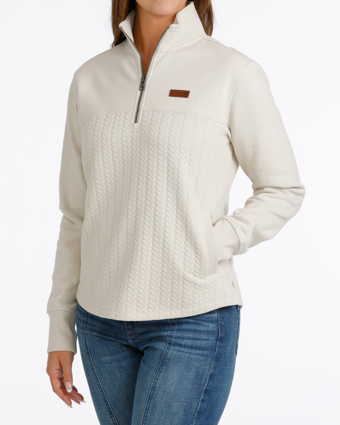 Cinch Women's Cream 1/4 Zip Pullover