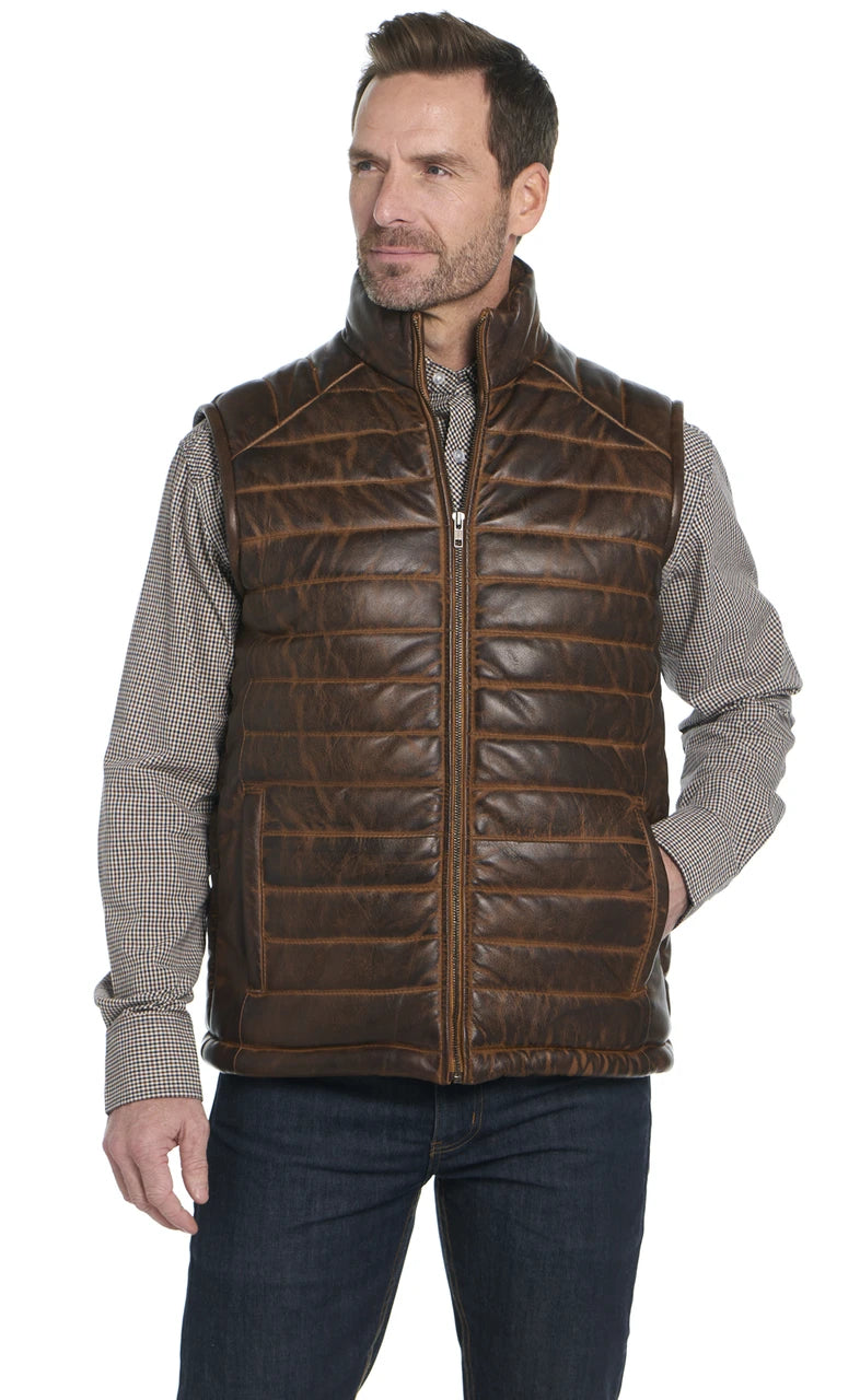 Cripple Creek Quilted Antique Leather Vest