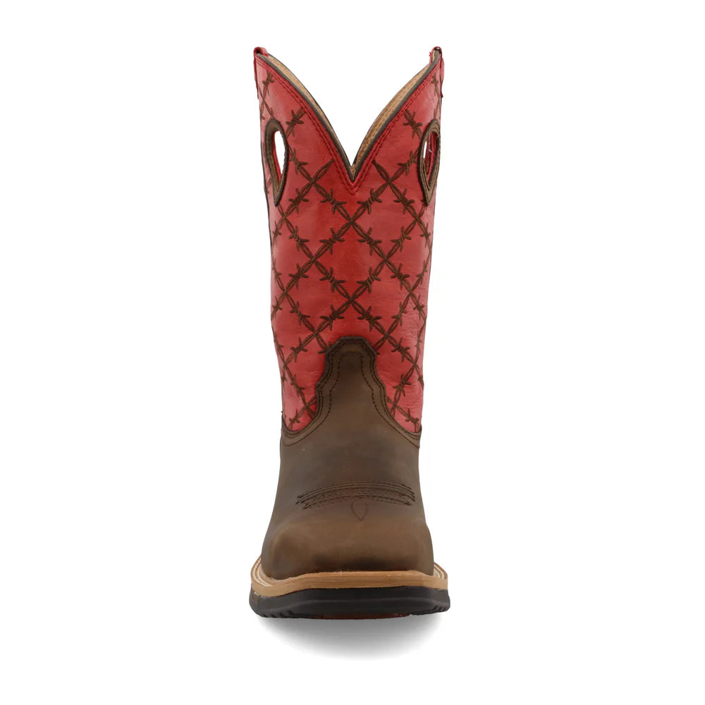 Twisted X Brown & Flash Red 12" Western Work Boot