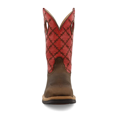 Twisted X Brown & Flash Red 12" Western Work Boot