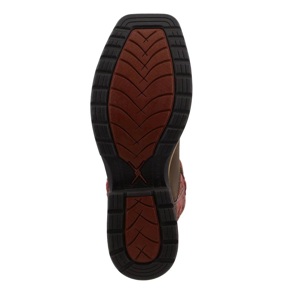Twisted X Brown & Flash Red 12" Western Work Boot