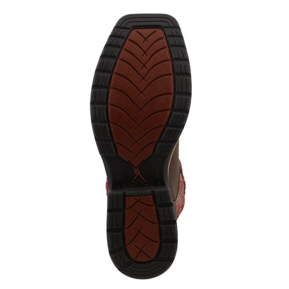 Twisted X Brown & Flash Red 12" Western Work Boot