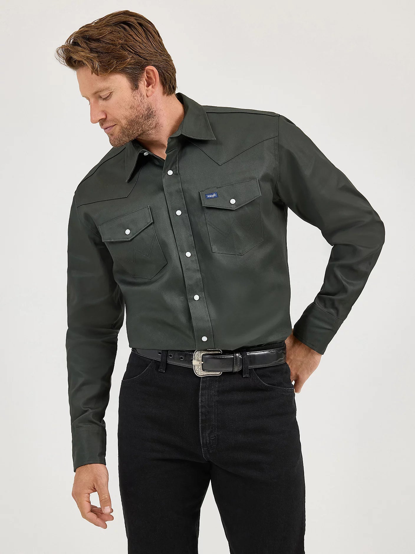 Wrangler 10MS70519 Cowboy Cut Firm Finish Twill Western Snap Work Shirt