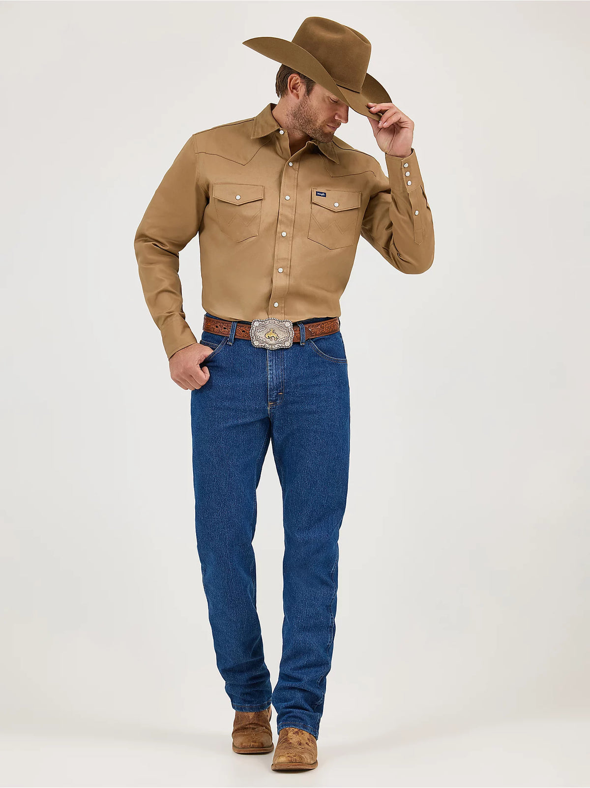 Wrangler Cowboy Cut® Rawhide Firm Finish Twill Western Snap Work Shirt