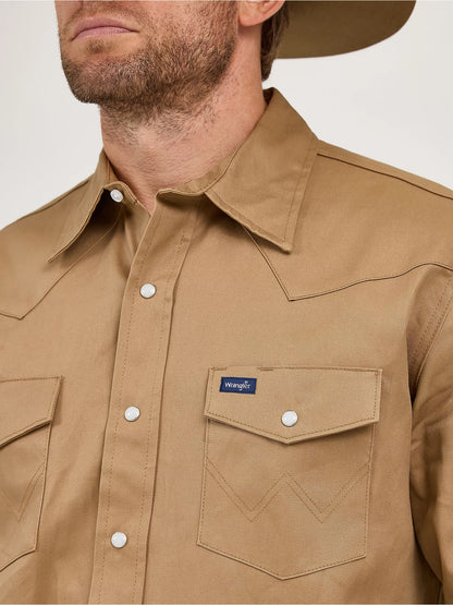 Wrangler Cowboy Cut® Rawhide Firm Finish Twill Western Snap Work Shirt