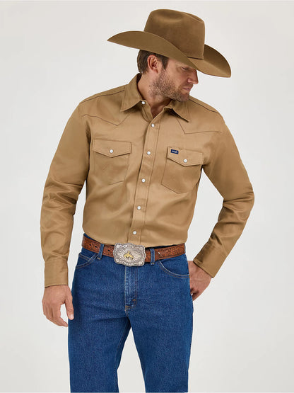 Wrangler Cowboy Cut® Rawhide Firm Finish Twill Western Snap Work Shirt