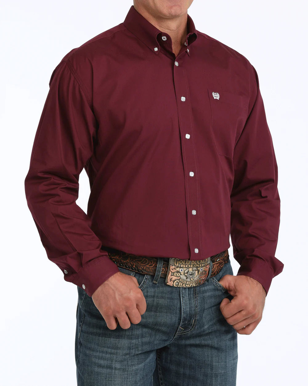 Cinch Burgundy Classic Fit Button-Down Western Shirt
