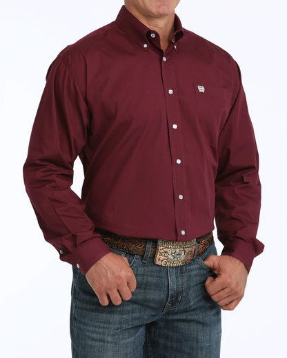 Cinch Burgundy Classic Fit Button-Down Western Shirt