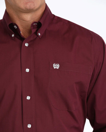 Cinch Burgundy Classic Fit Button-Down Western Shirt