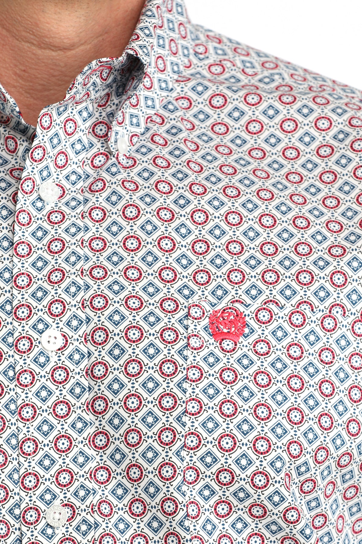Cinch White Geometric Print Shirt