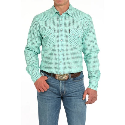 Cinch Mondern Fit Mint Blue Paisley Print Shirt