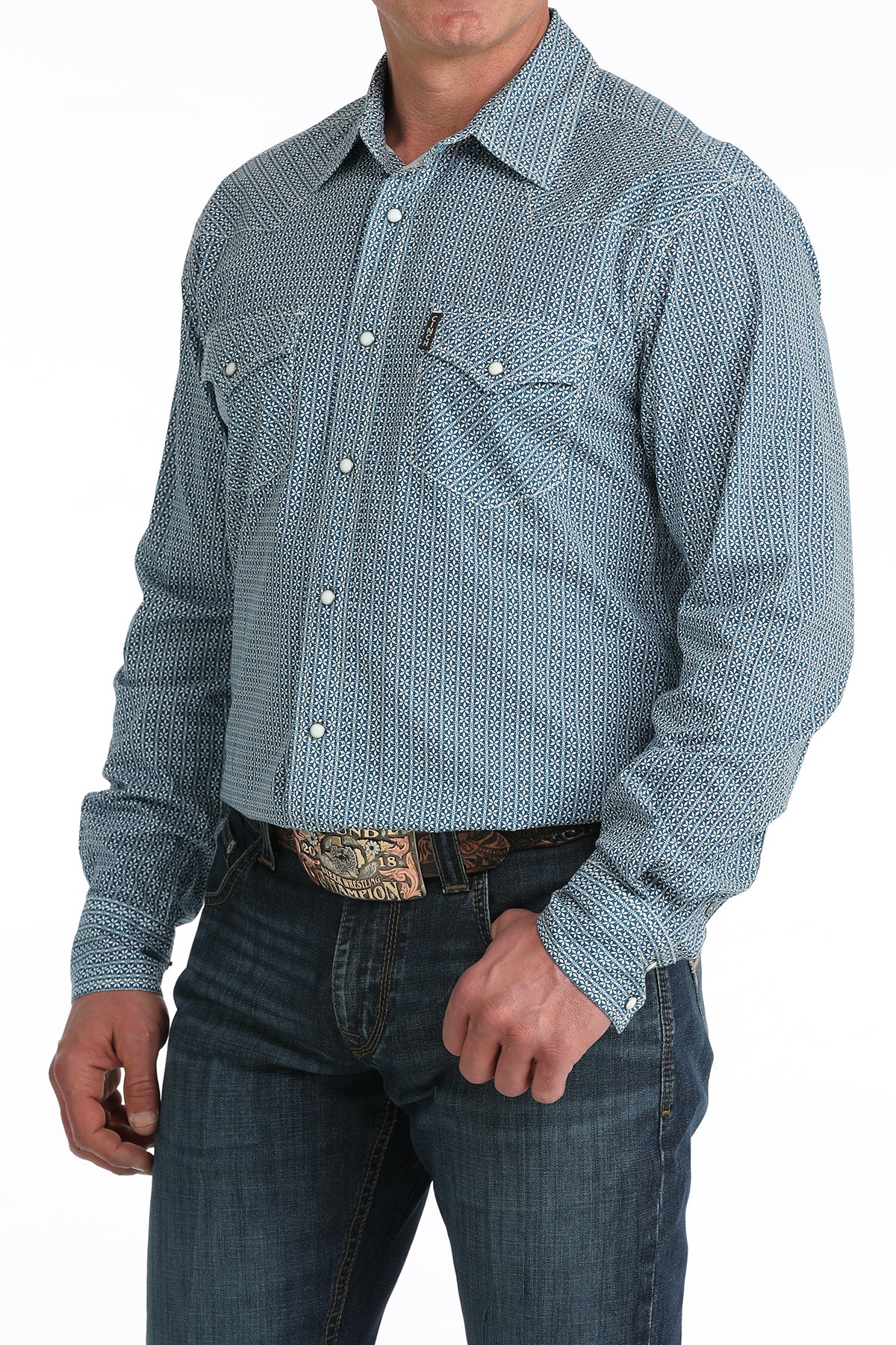 Cinch Modern Fit Light Blue Pattern Shirt