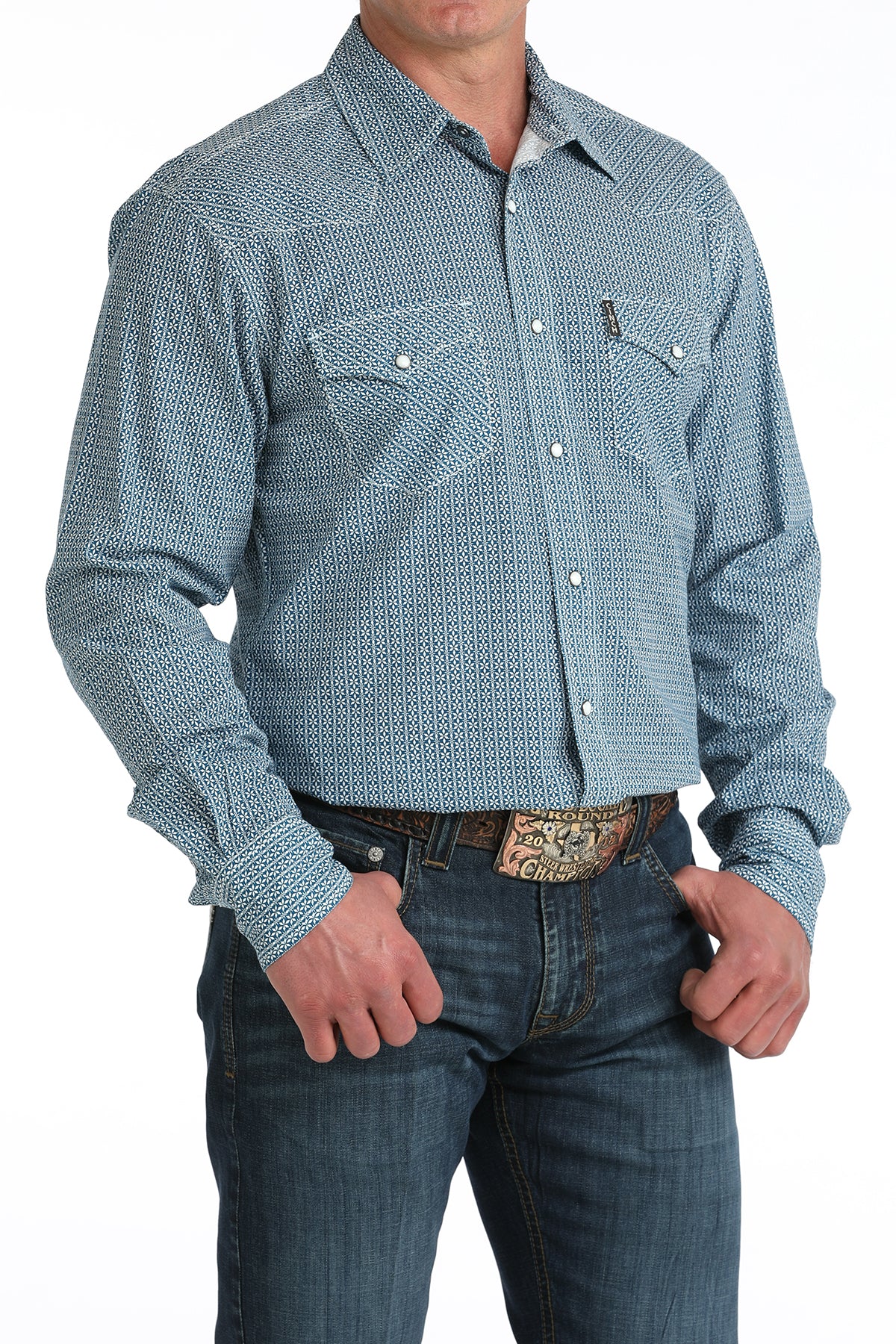 Cinch Modern Fit Light Blue Pattern Shirt
