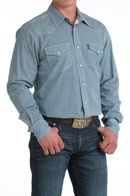 Cinch Modern Fit Light Blue Pattern Shirt