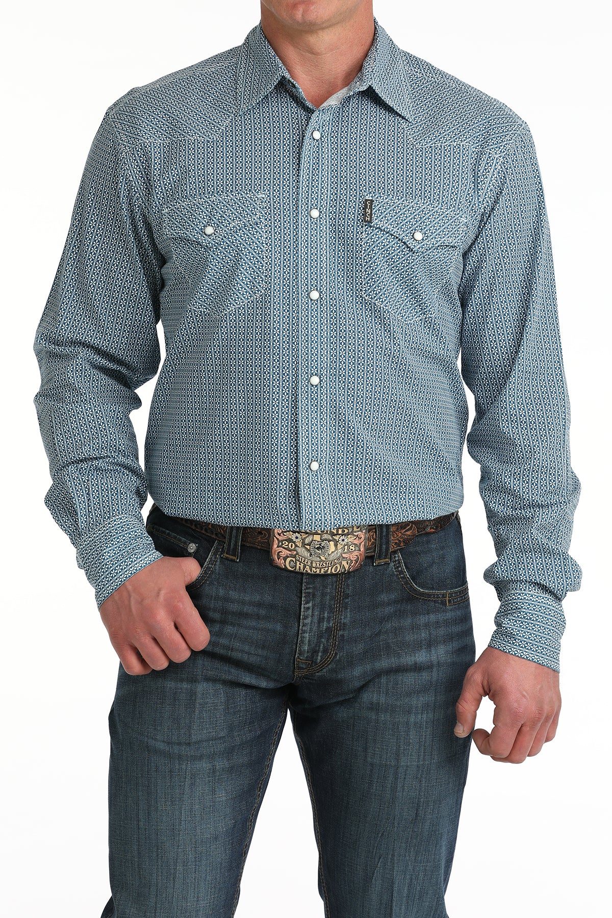 Cinch Modern Fit Light Blue Pattern Shirt