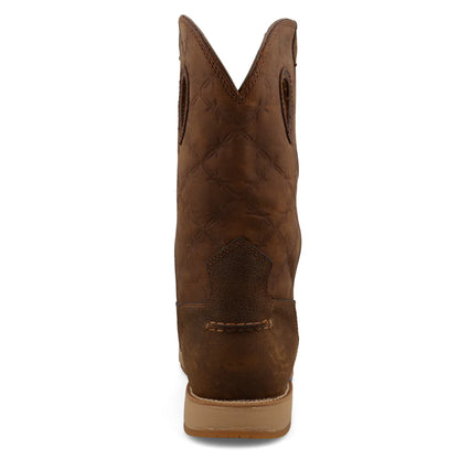 Twisted X Brunette & Pecan 11" Work Pull On Wedge Sole Boots