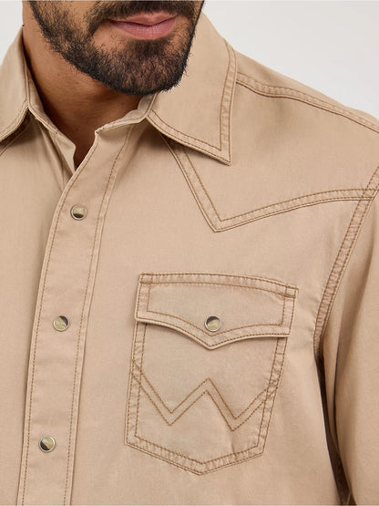 Wrangler MVR502T Retro Premium Pigment Dyed Twill Western Snap Shirt