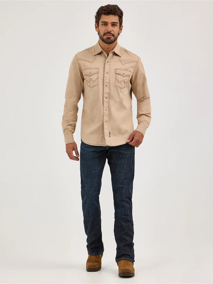 Wrangler MVR502T Retro Premium Pigment Dyed Twill Western Snap Shirt