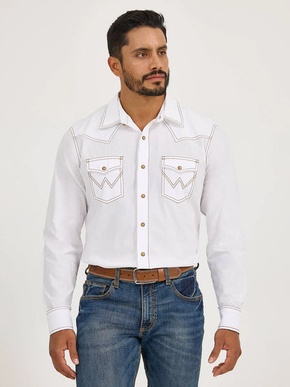 Wrangler MVR531W Retro Long Sleeve Western Snap Solid Dobby Shirt