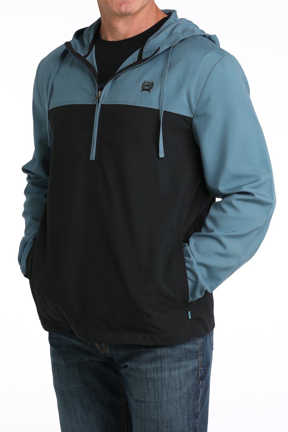 Cinch Blue & Black Half Zip Hoodie