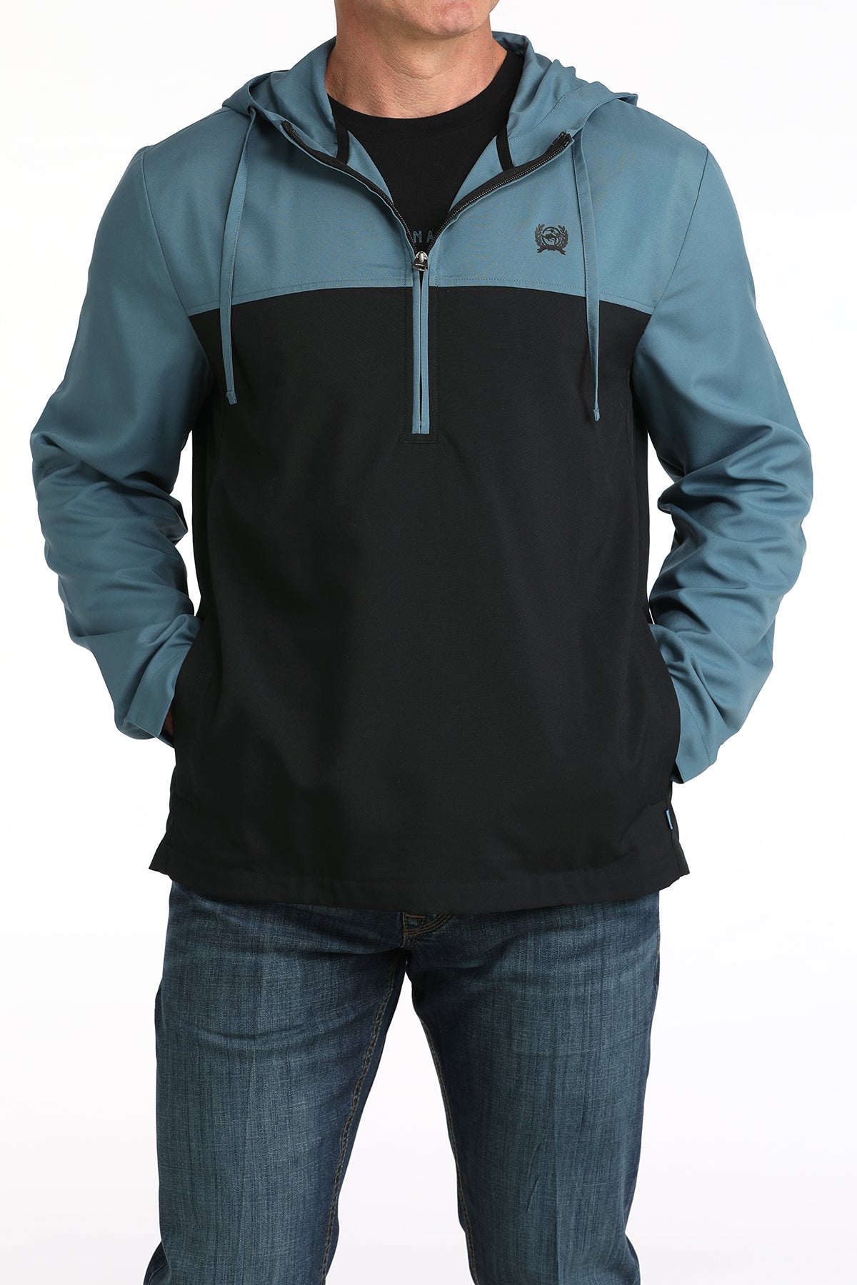 Cinch Blue & Black Half Zip Hoodie
