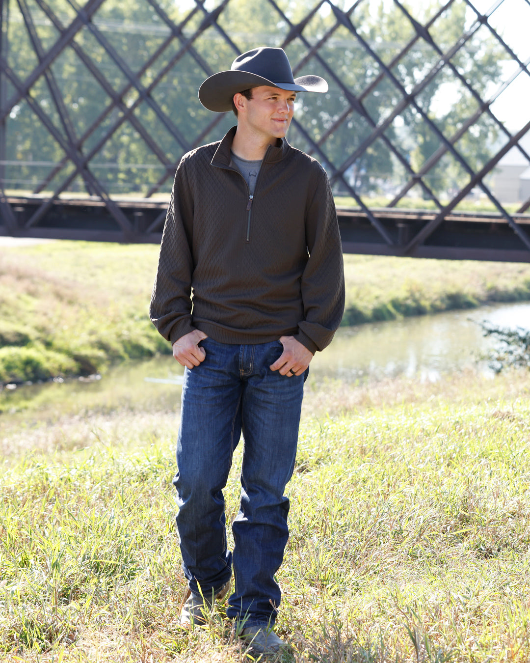Cinch Men's Brown 1/2 Zip Pullover