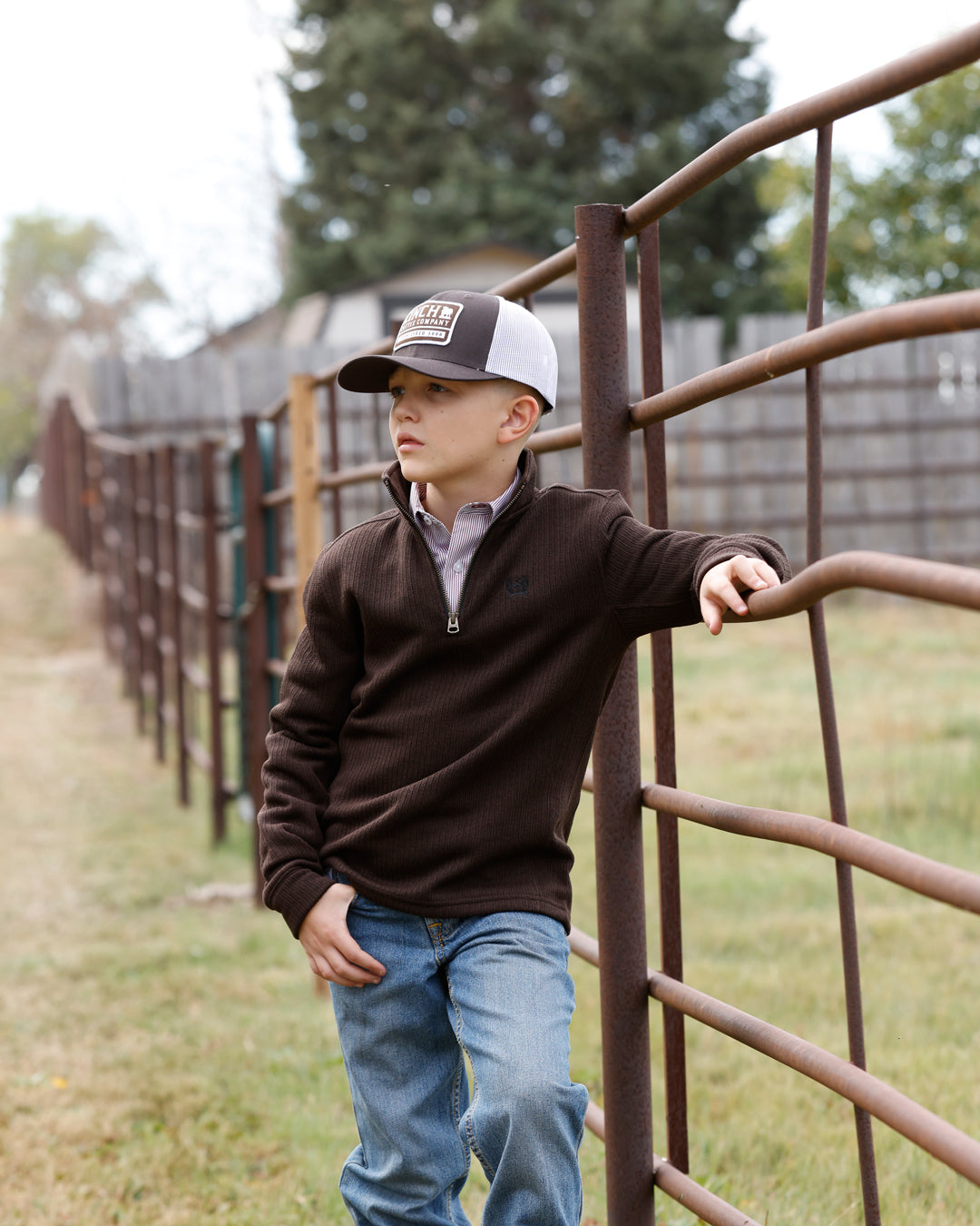 Cinch Boy's Brown 1/4 Zip