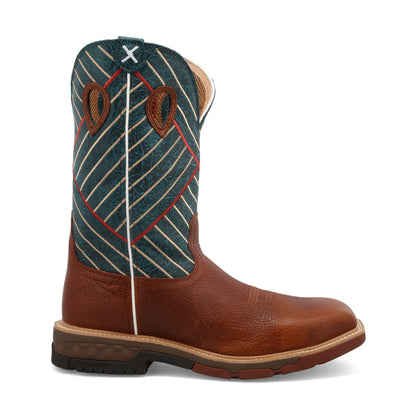 Twisted X Cognac & Dark Green  12" Western Work Boots