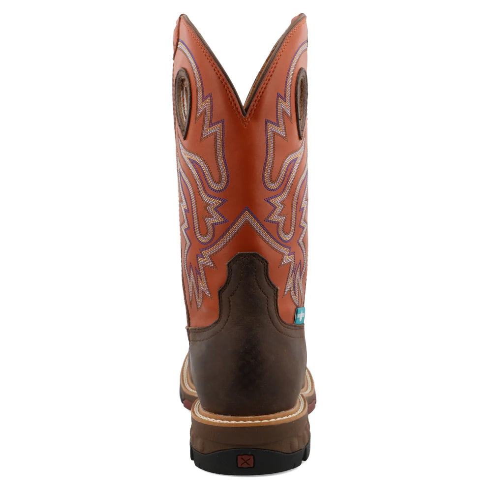 Twisted X Brown & Orange 12" Western Work Boots