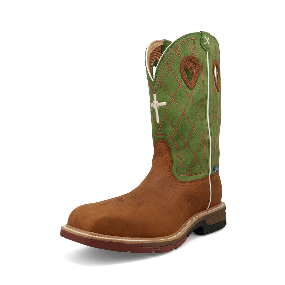 Twisted X Caramel Café & Green 12" Western Work Boots
