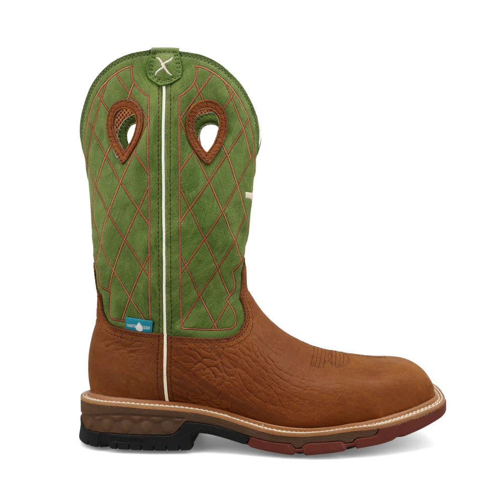 Twisted X Caramel Café & Green 12" Western Work Boots