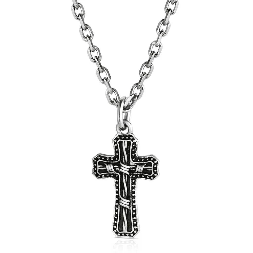 Montana Silversmith Antiqued Stainless Barbed Wire Cross Necklace