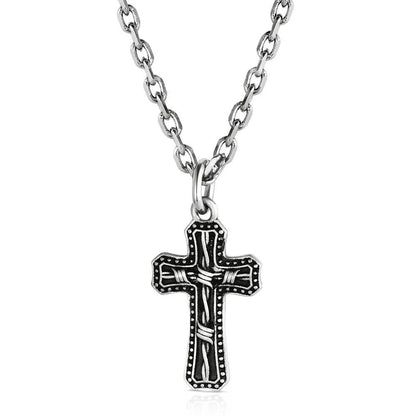 Montana Silversmith Antiqued Stainless Barbed Wire Cross Necklace