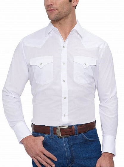 Ely Cattleman Long Sleeve Solid Western Snap Shirt