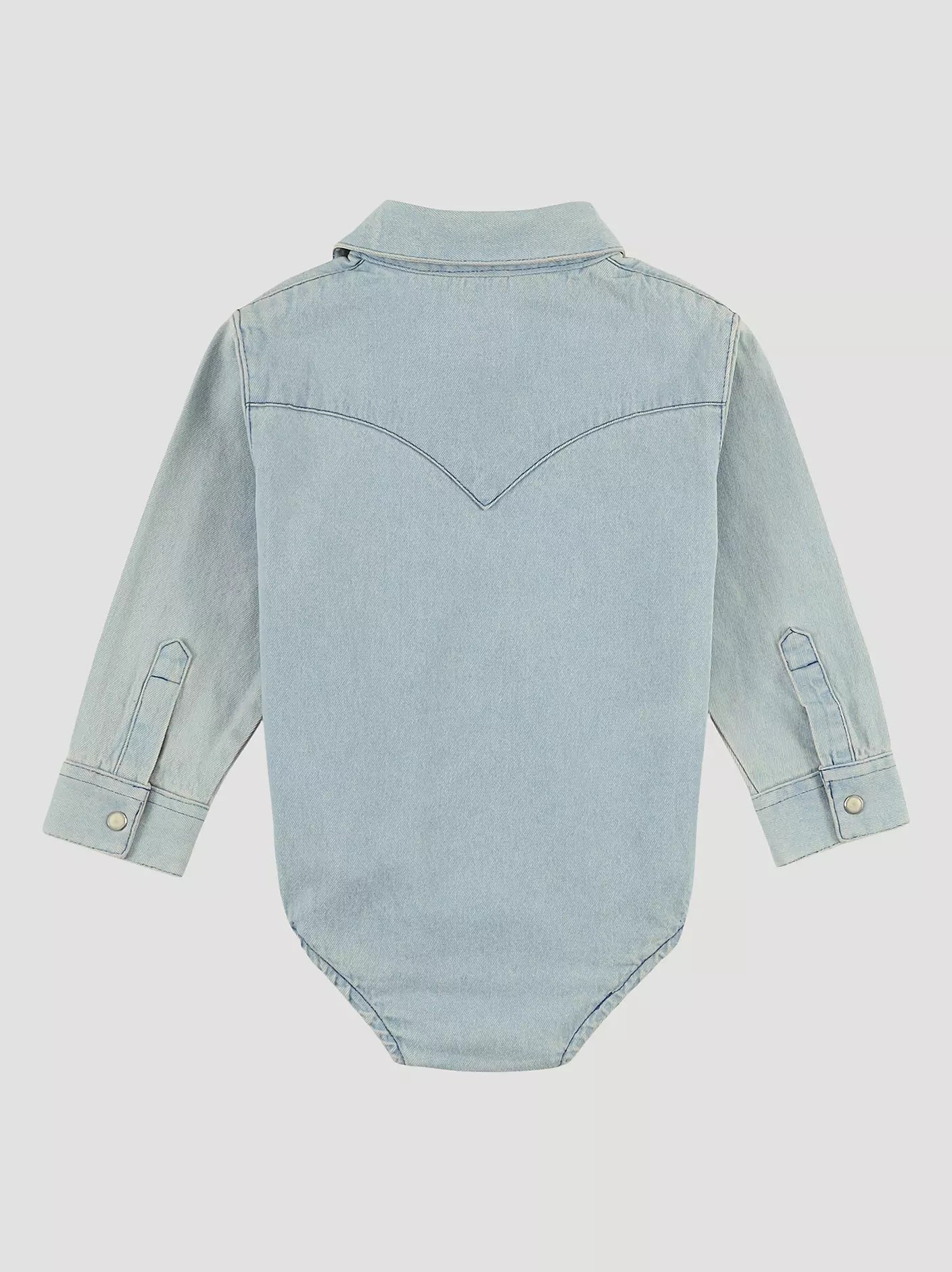 Wrangler Baby Boy Long Sleeve Denim Bodysuit with Western Snap Placket