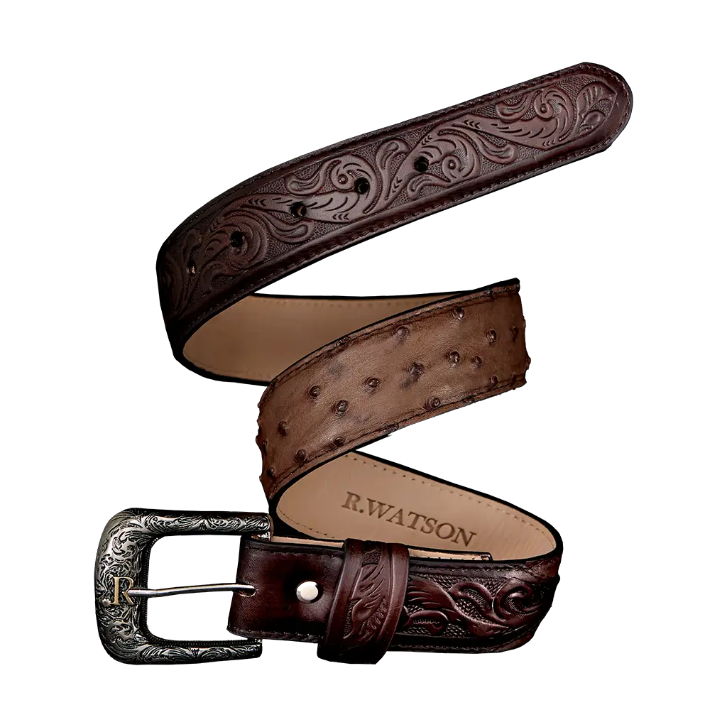 R. Watson Kango Tobac FQ Ostrich Belt