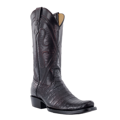 R. Watson Black Cherry Caiman Belly Boots