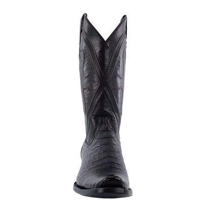 R. Watson Black Cherry Caiman Belly Boots