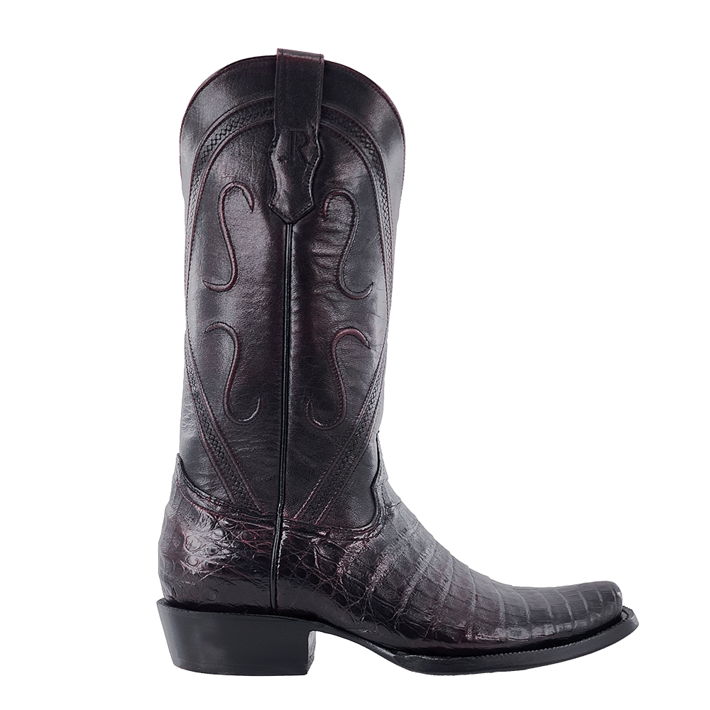 R. Watson Black Cherry Caiman Belly Boots