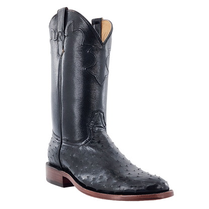 R. Watson Black Full Quill Ostrich Roper Boots