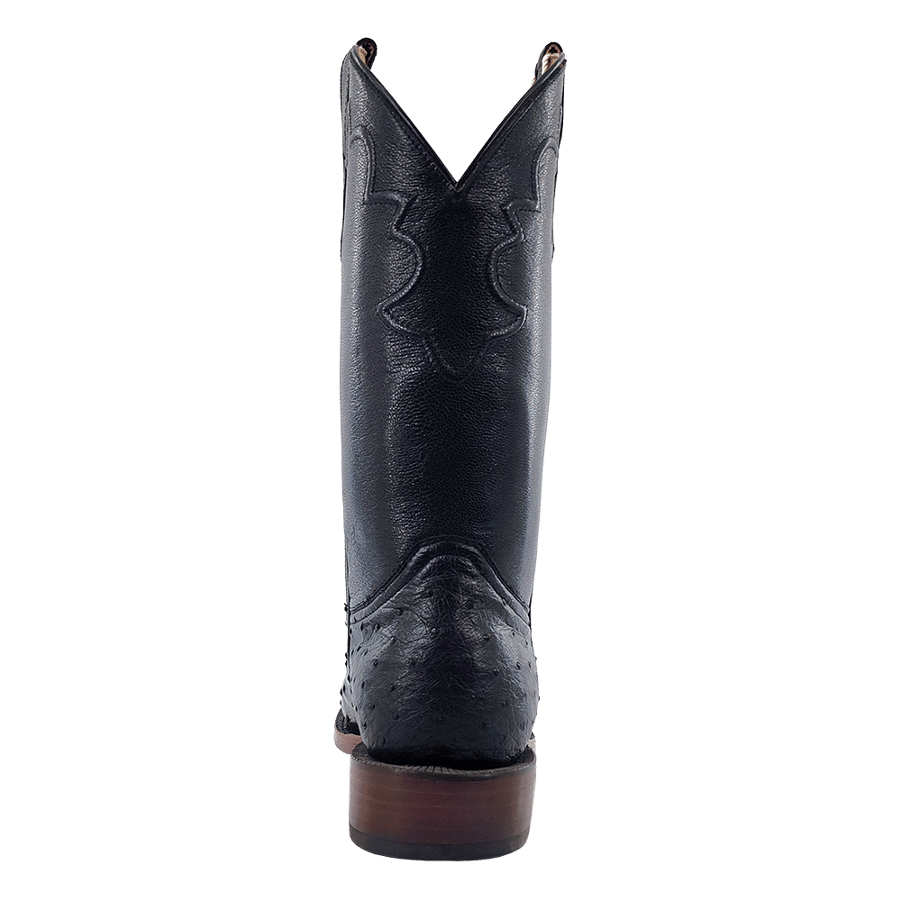 R. Watson Black Full Quill Ostrich Roper Boots