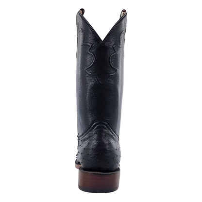 R. Watson Black Full Quill Ostrich Roper Boots