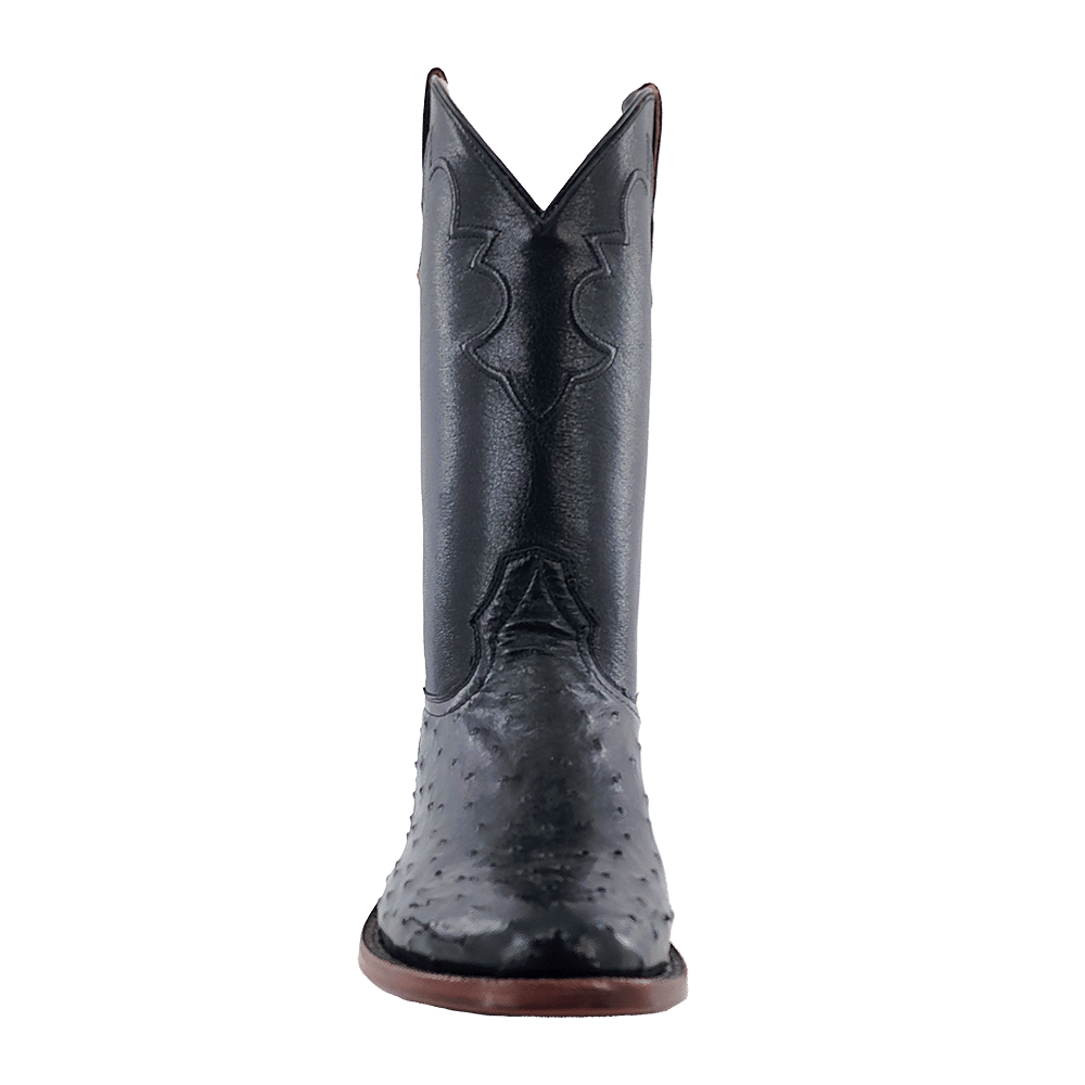 R. Watson Black Full Quill Ostrich Roper Boots