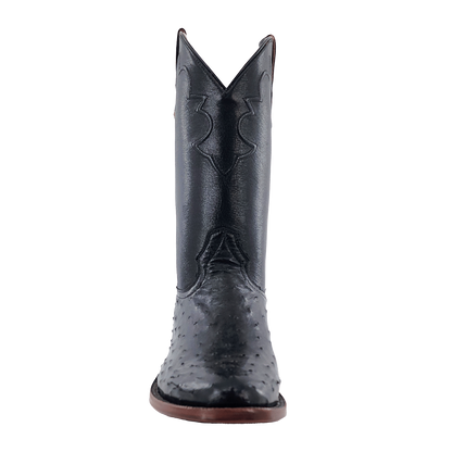 R. Watson Black Full Quill Ostrich Roper Boots