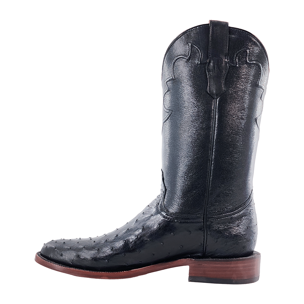 R. Watson Black Full Quill Ostrich Roper Boots