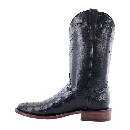 R. Watson Black Full Quill Ostrich Roper Boots