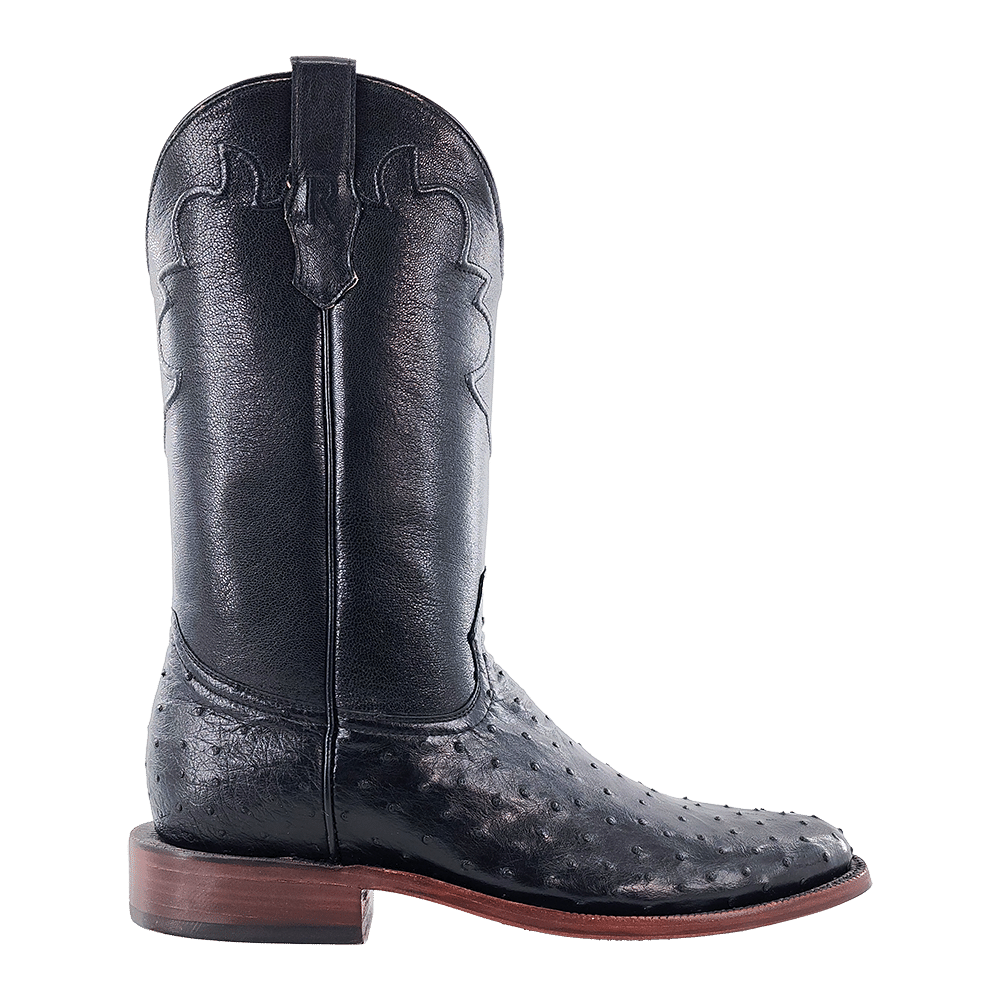 R. Watson Black Full Quill Ostrich Roper Boots