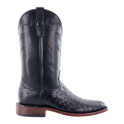 R. Watson Black Full Quill Ostrich Roper Boots